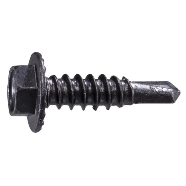 Self-Drilling Screw, #10 x 3/4 in, Brown Ruspert Steel Flange Hex Head External Hex Drive, 100 PK